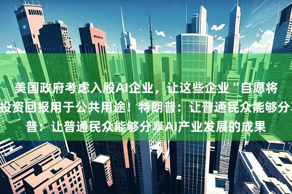 美国政府考虑入股AI企业，让这些企业“自愿将股份转让给政府”，投资回报用于公共用途！特朗普：让普通民众能够分享AI产业发展的成果