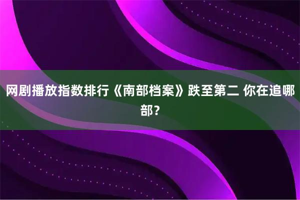 网剧播放指数排行《南部档案》跌至第二 你在追哪部？